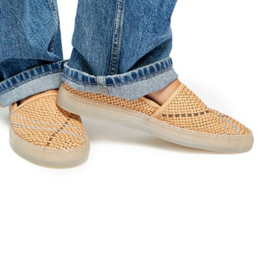 Free People Natural Santorini Leather Slip ons - 9